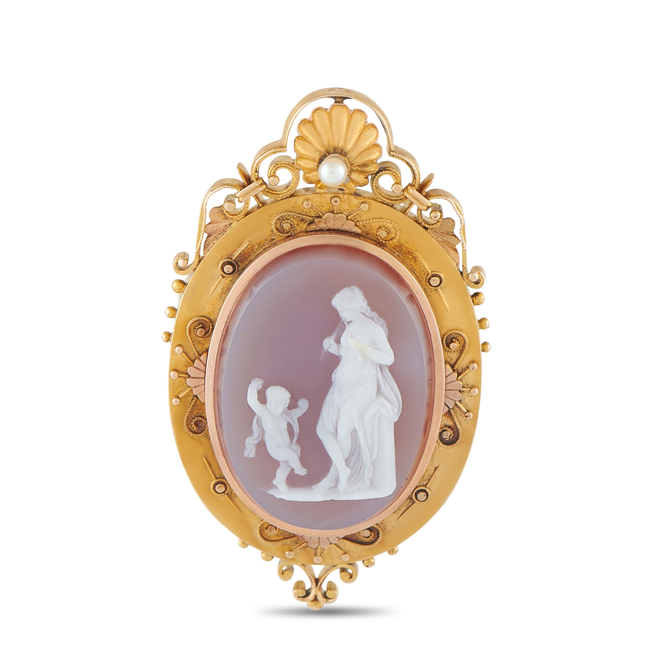Exclusive  14K Yellow Gold Cameo Locket Pendant