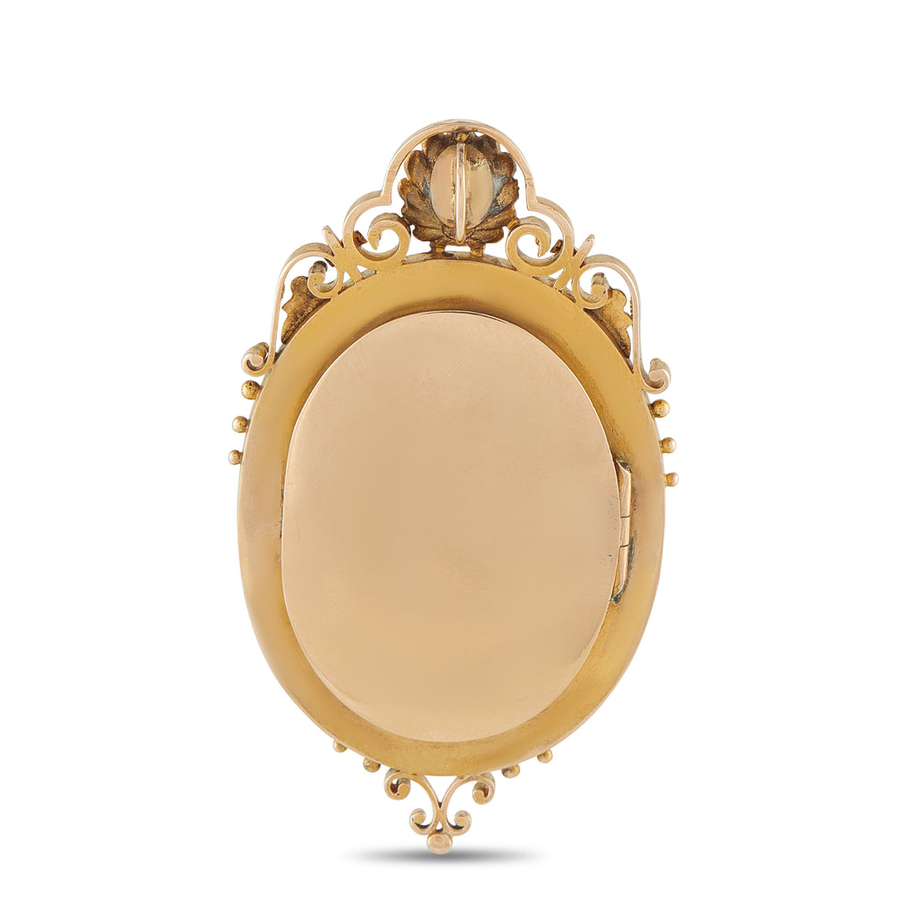 14K Yellow Gold Cameo Locket Pendant