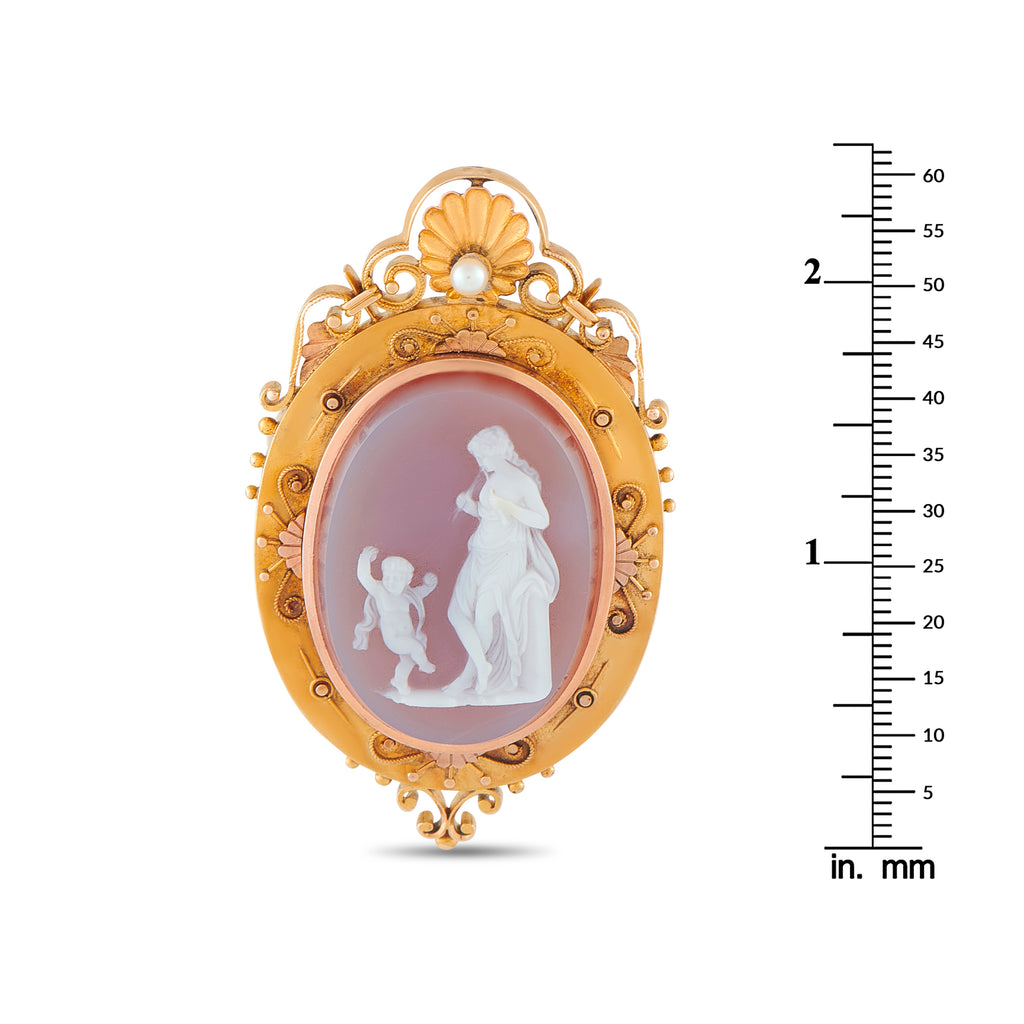 14K Yellow Gold Cameo Locket Pendant