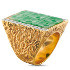14K Yellow Gold 0.15ct Diamond and Jade Ring