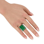 14K Yellow Gold 0.15ct Diamond and Jade Ring