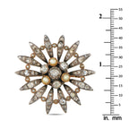 Antique 14K Yellow Gold and Silver Diamond and Pearl Brooch