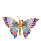18K Rose Gold Plique-à-Jour Butterly Brooch