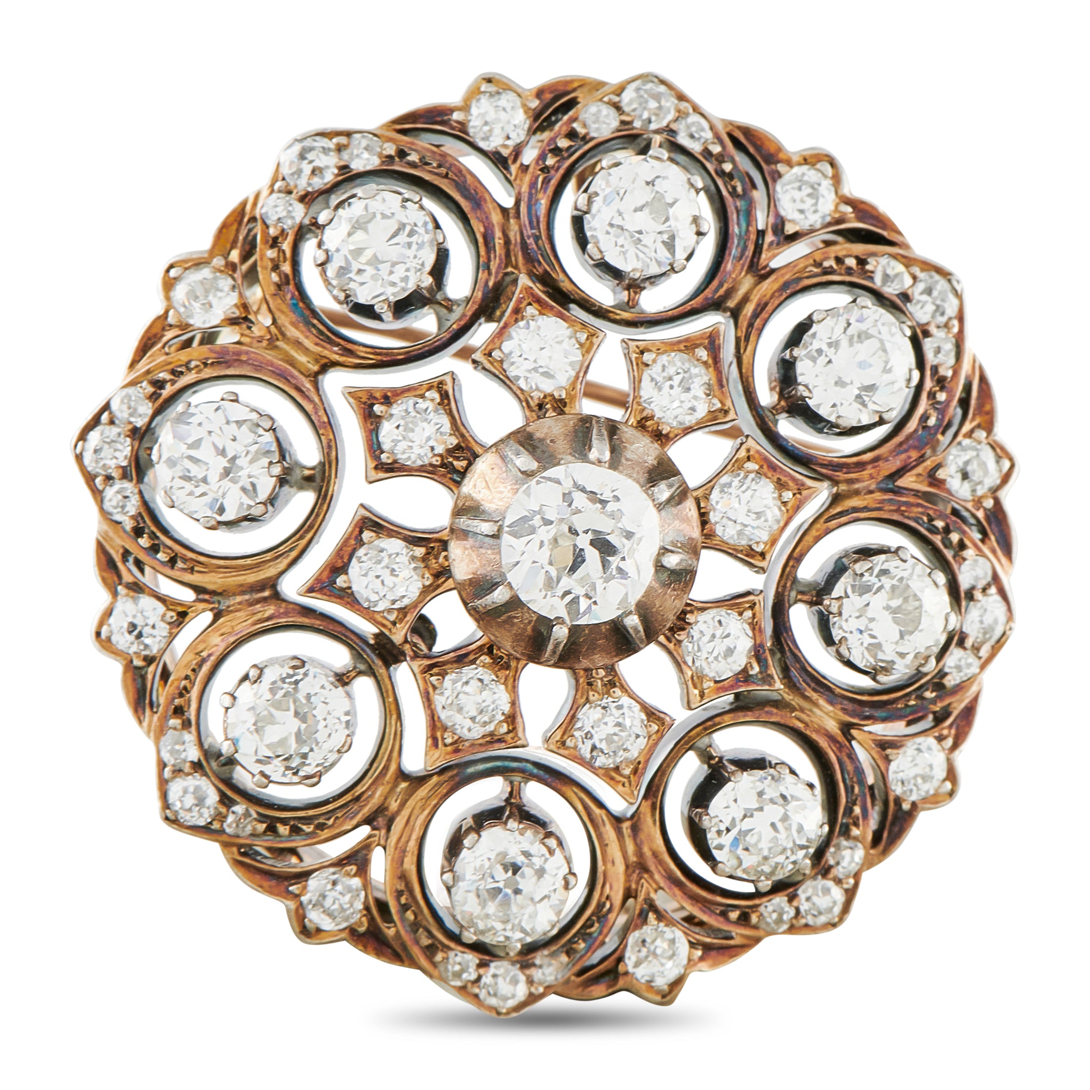 18K Rose Gold 3.65ct Diamond Brooch