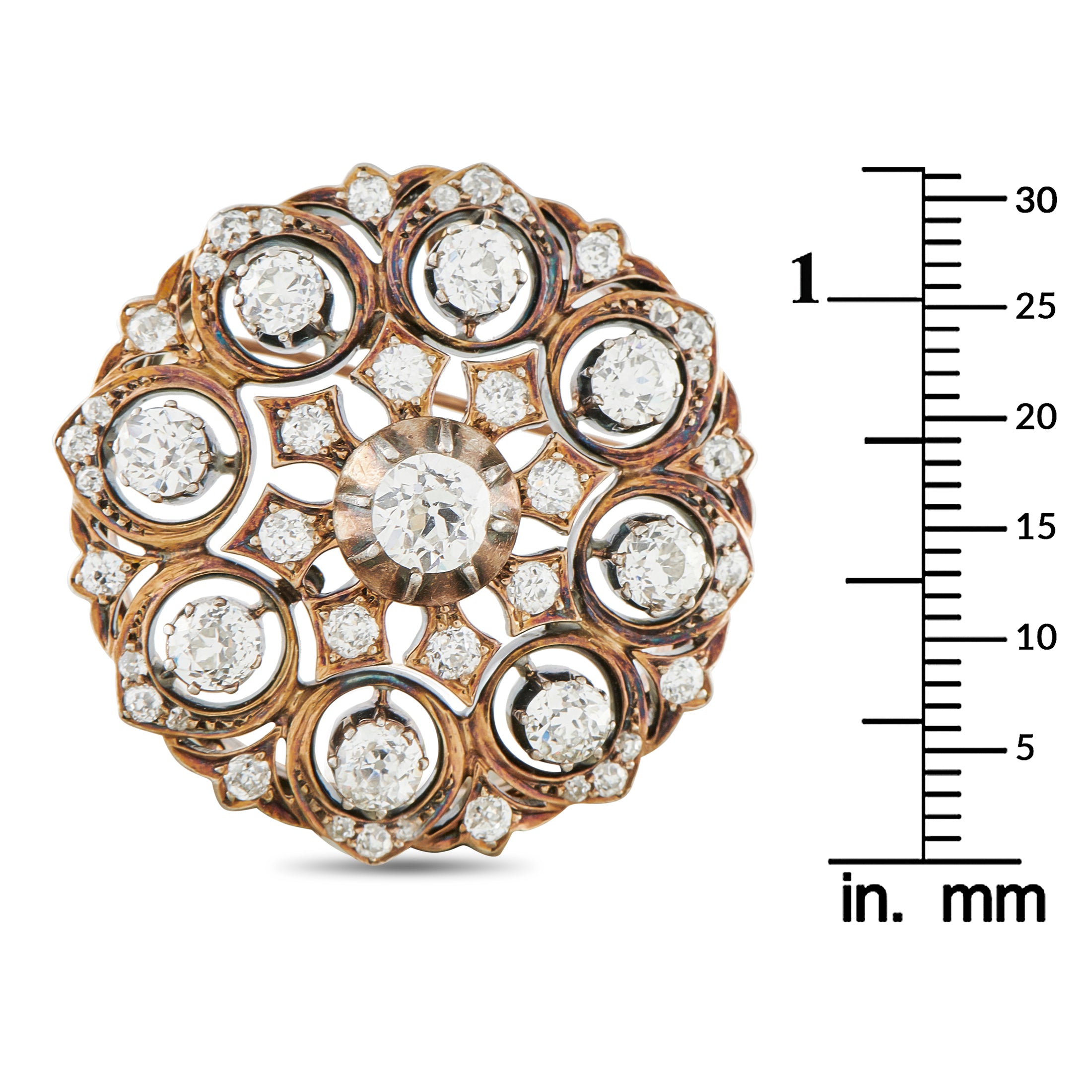 18K Rose Gold 3.65ct Diamond Brooch