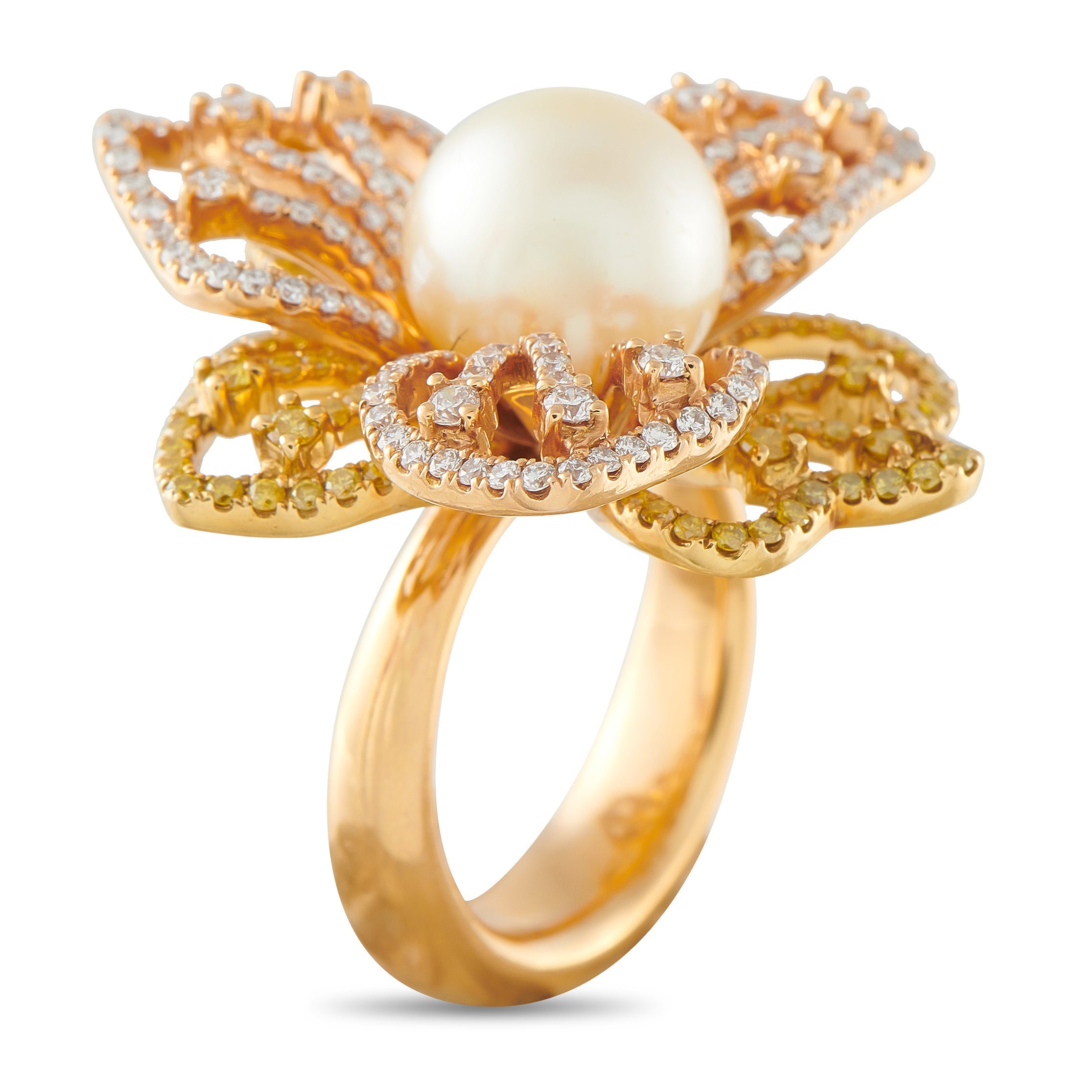 18K Rose Gold 1.50ct Diamond and Pearl Ring