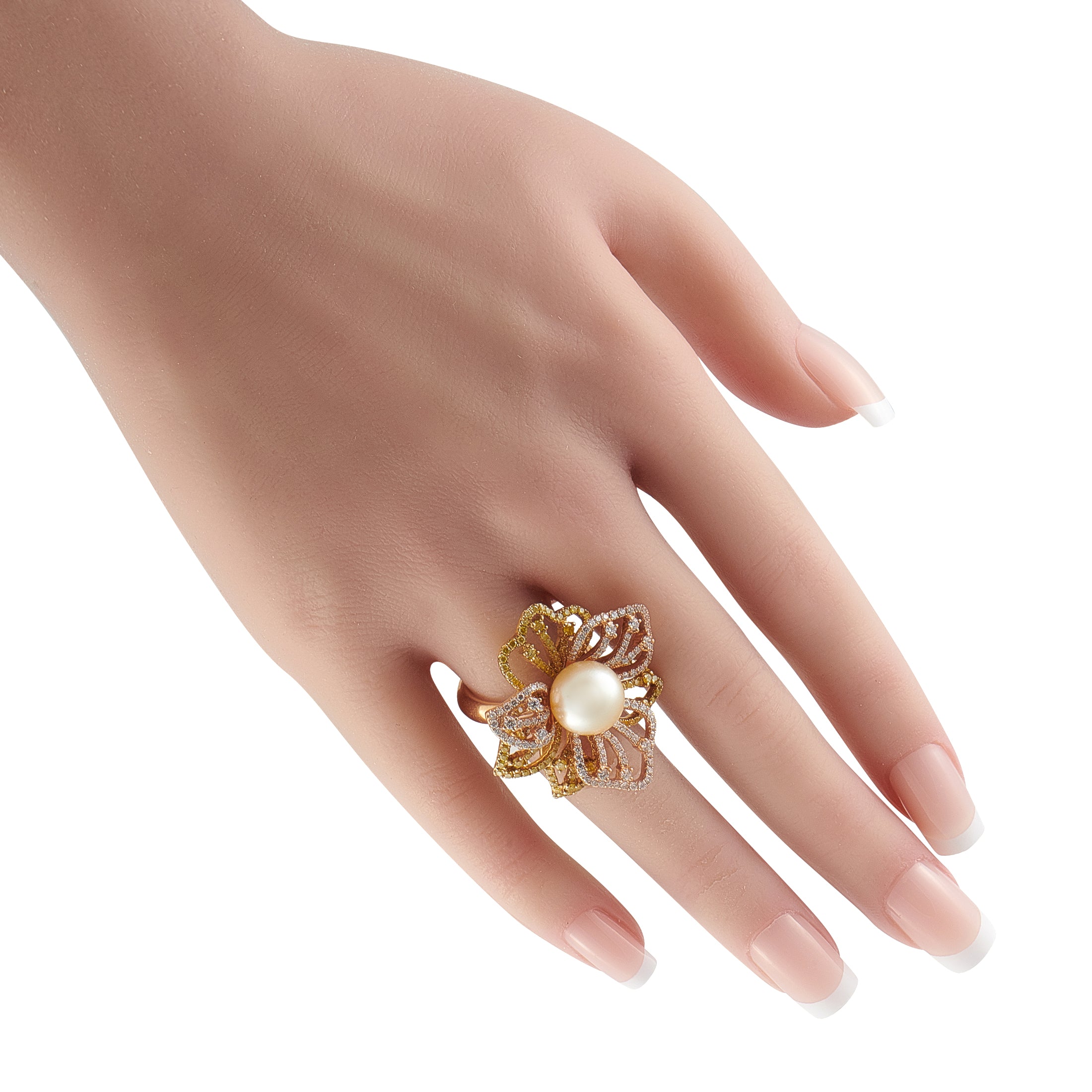 18K Rose Gold 1.50ct Diamond and Pearl Ring