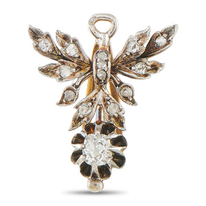 Antique 18K Rose Gold and Silver 0.40ct Diamond French Pendant