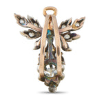 Rose gold diamond pendant with leaf cluster design and stone-set center, top bail