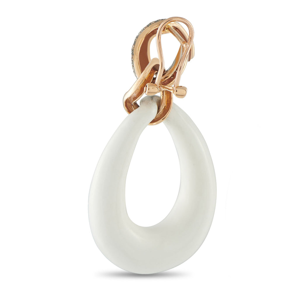 18K Rose Gold 1.06ct Diamond and Quartz Earrings