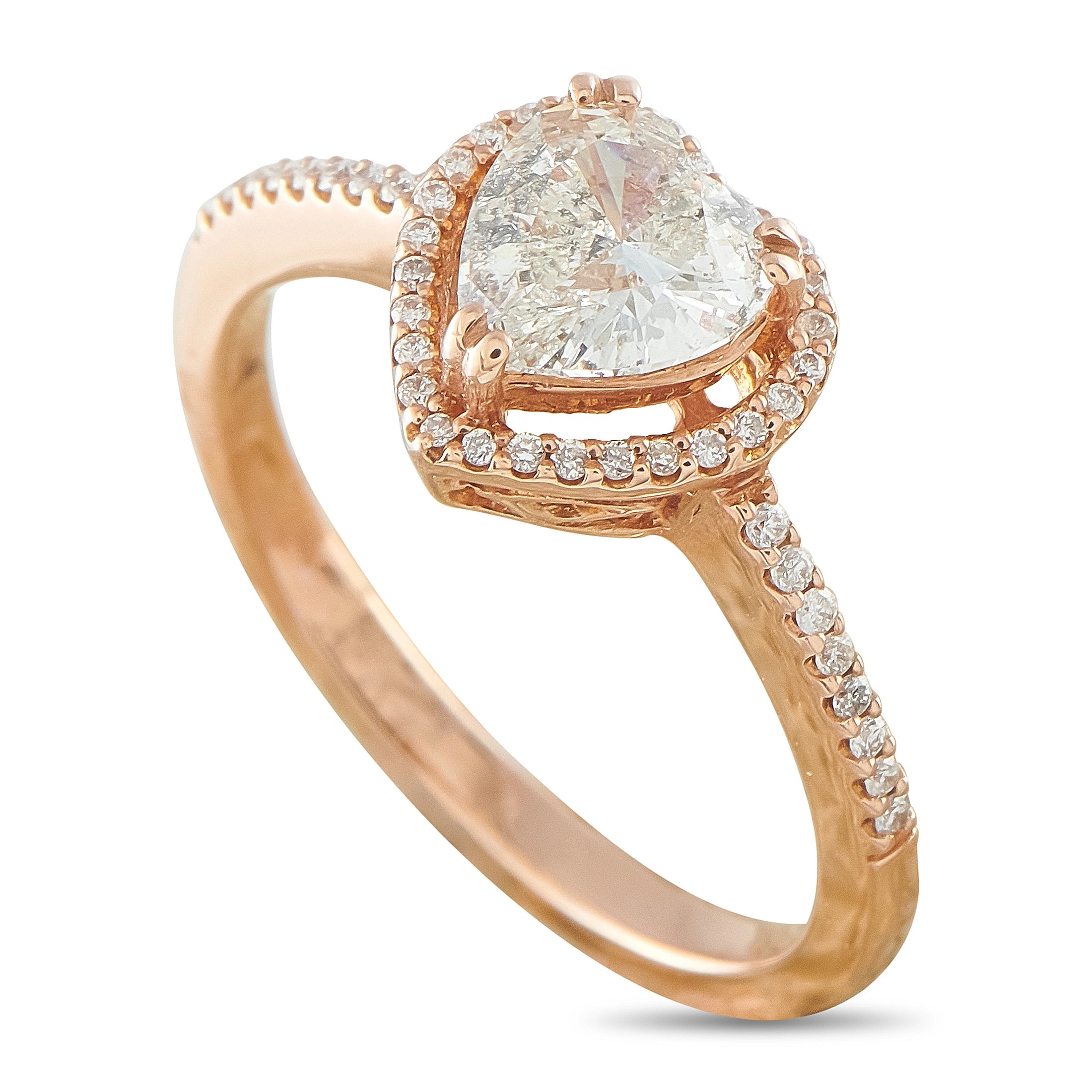 18K Rose Gold 1.10ct Diamond Heart Halo Ring