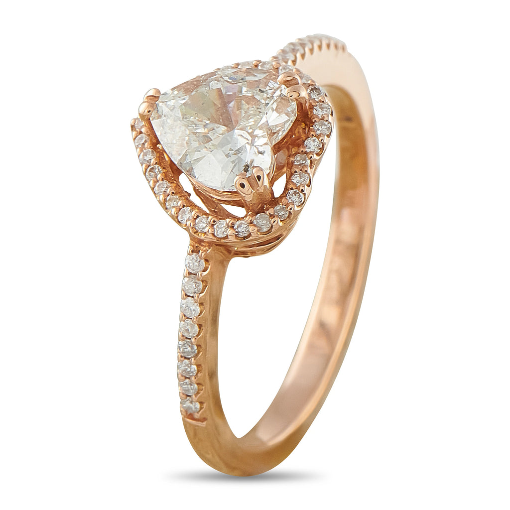 18K Rose Gold 1.10ct Diamond Heart Halo Ring