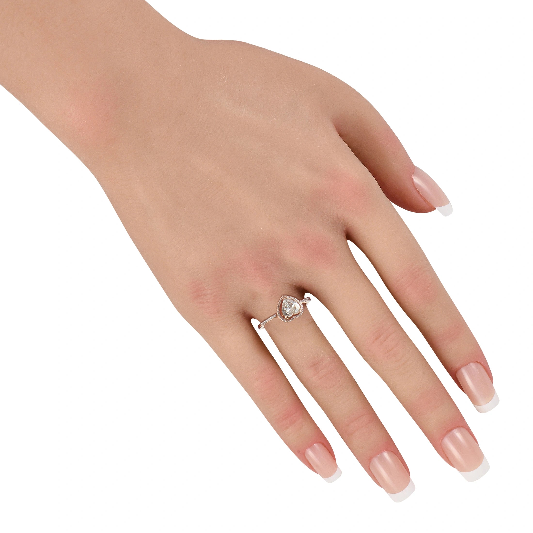 18K Rose Gold 1.10ct Diamond Heart Halo Ring