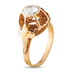 18K rose gold antique diamond ring with round rose-cut center stone, side view
