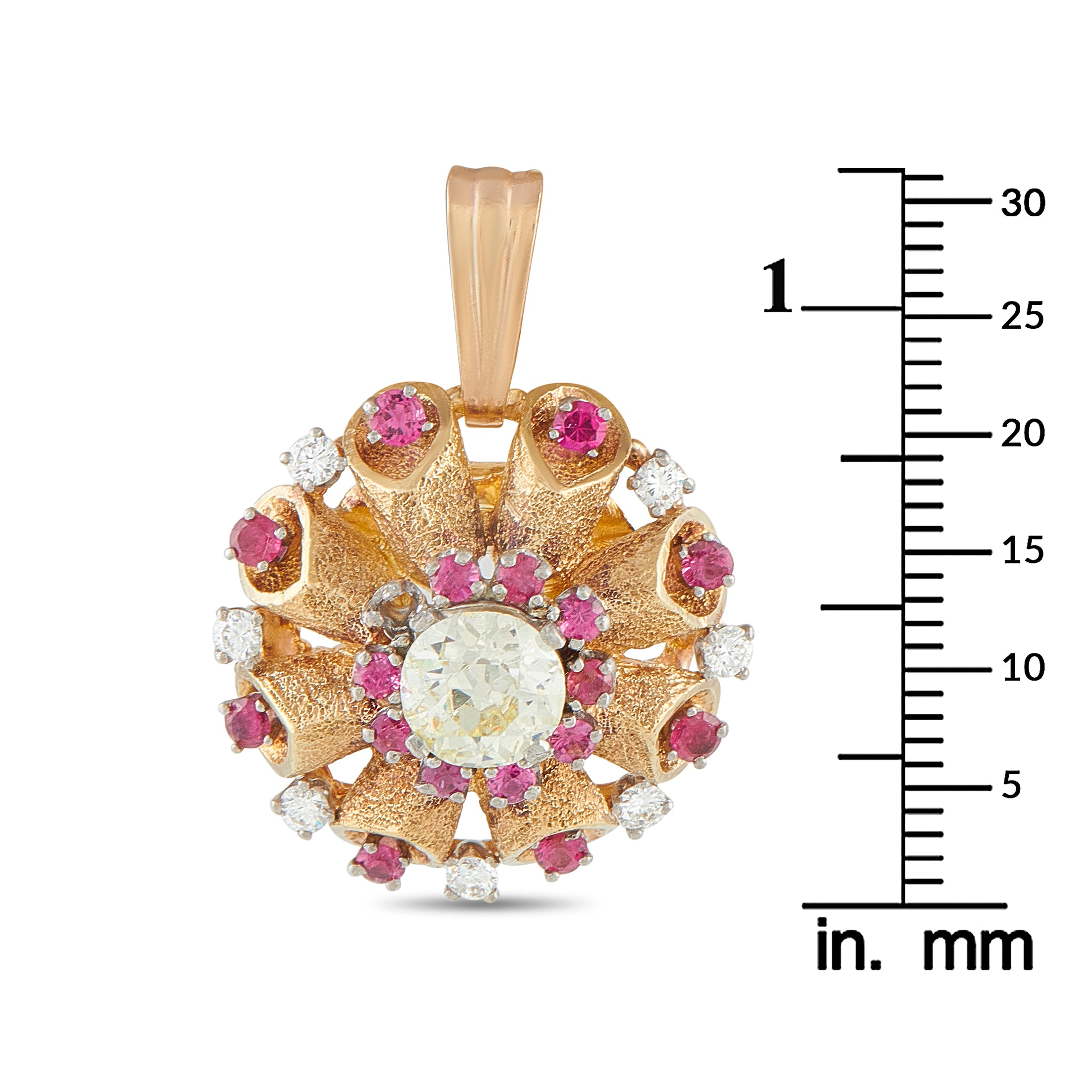 18K Rose Gold 1.50ct Diamond and Ruby Pendant