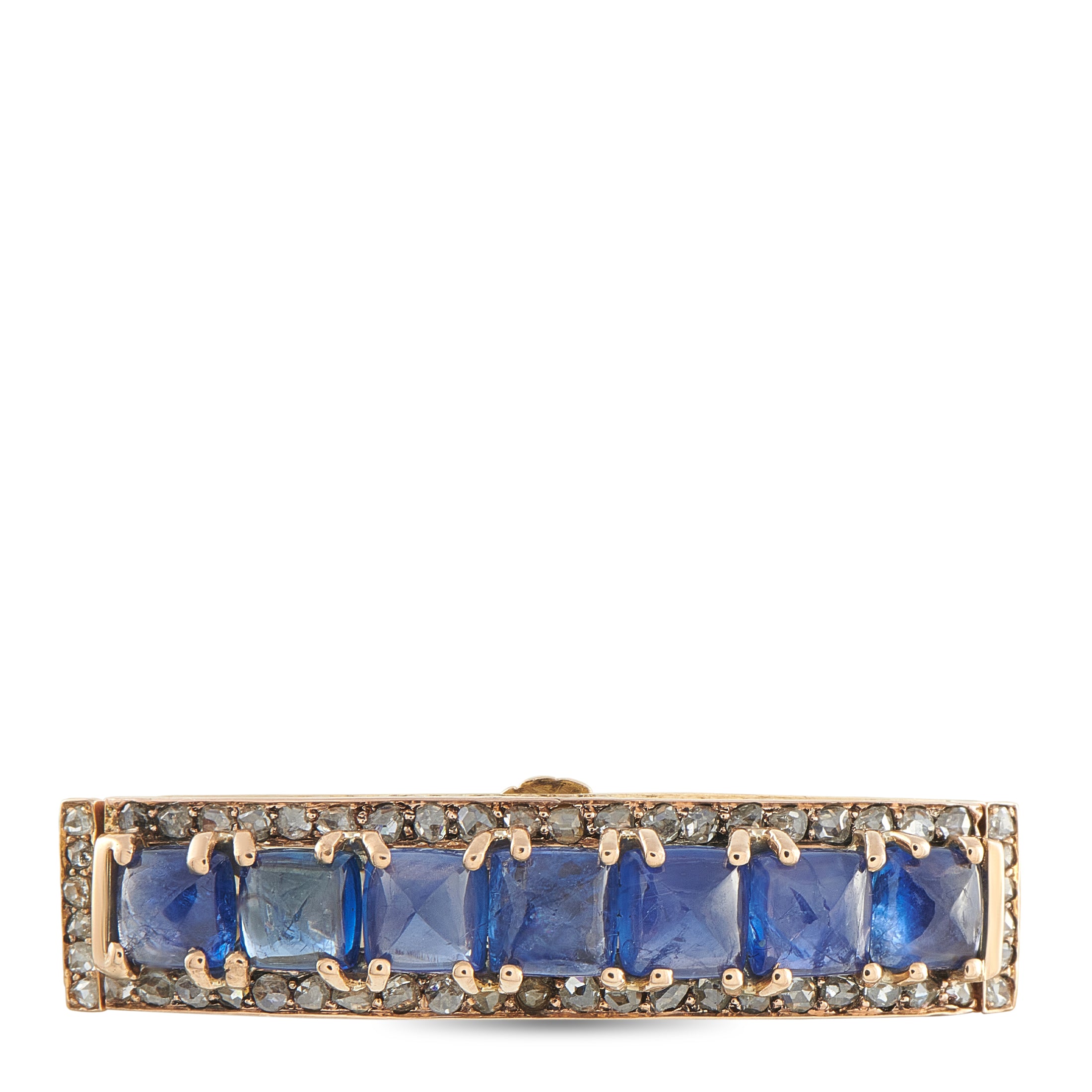 18K Rose Gold 1.0ct Diamond and Sapphire Brooch