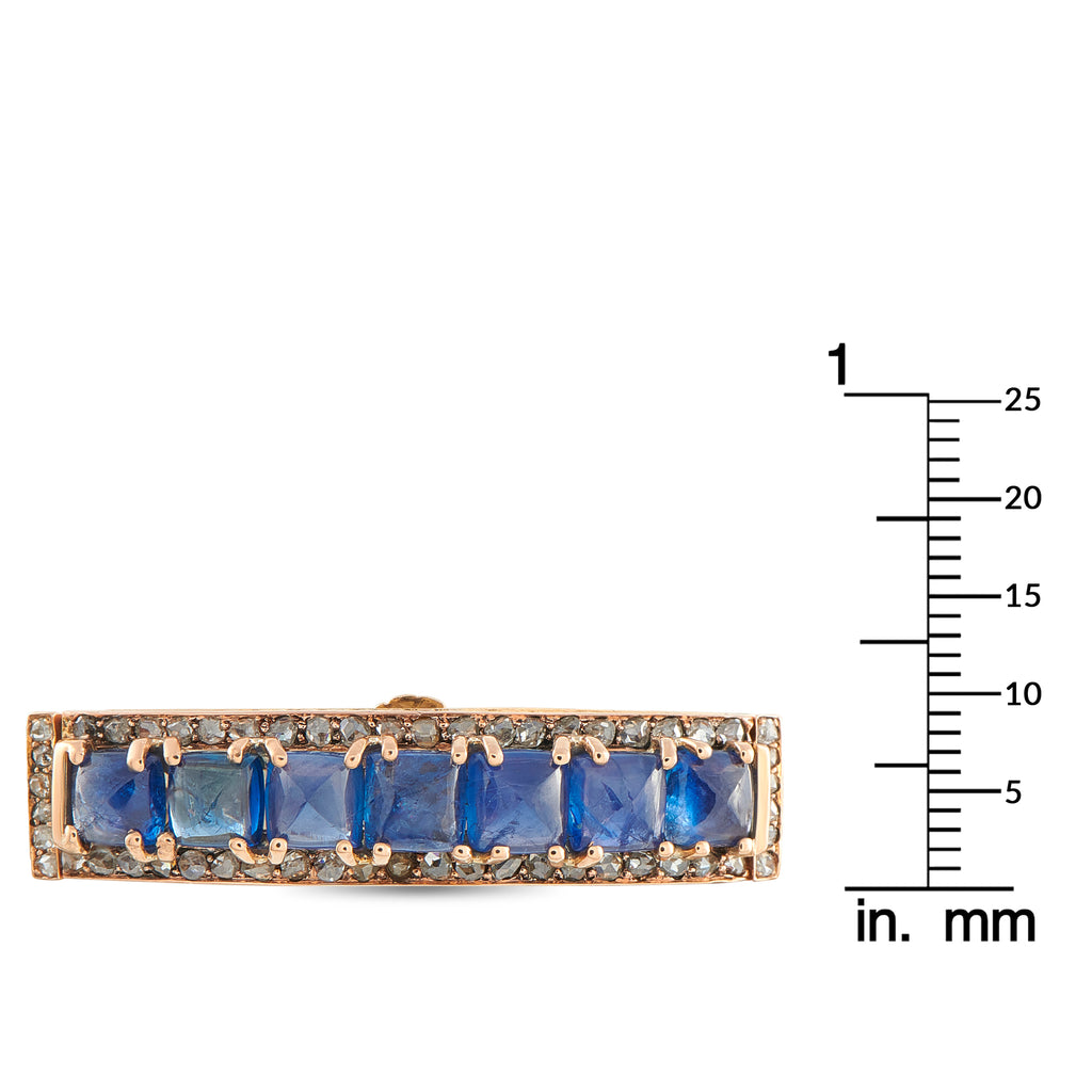 18K Rose Gold 1.0ct Diamond and Sapphire Brooch