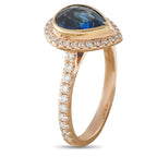 18K Rose Gold 0.33ct Diamond and Sapphire Halo Ring