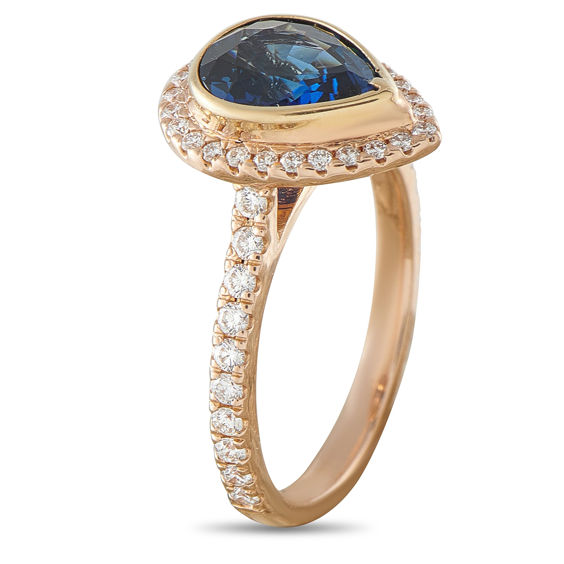 18K Rose Gold 0.33ct Diamond and Sapphire Halo Ring