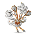 Exclusive Platinum and 18K Rose Gold 4.52ct Diamond Edwardian Flower Brooch — You’re looking at a wearable ode to Edwardian r