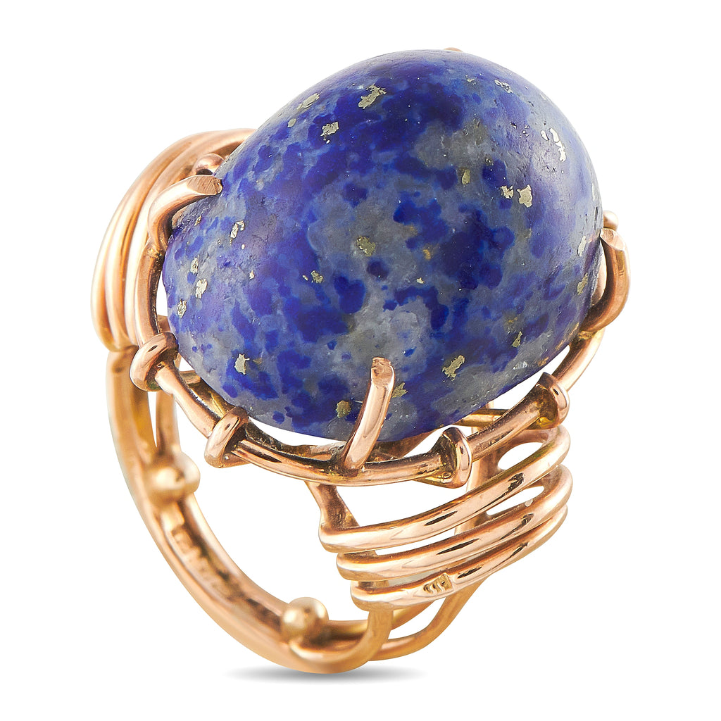 18K Rose Gold Blue-Gemstone Sculptural Cocktail Ring