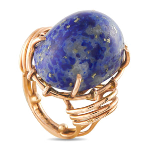 18K Rose Gold Blue-Gemstone Sculptural Cocktail Ring