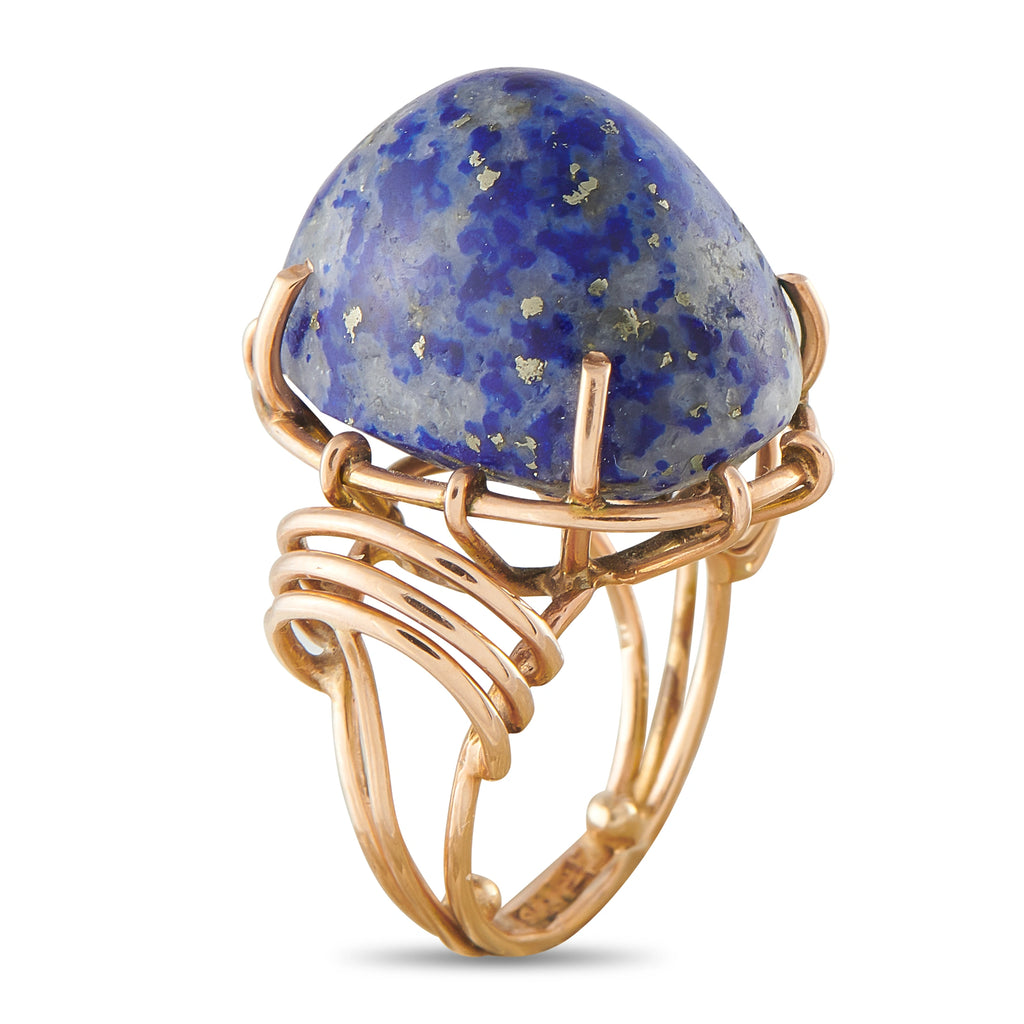 18K Rose Gold Blue-Gemstone Sculptural Cocktail Ring