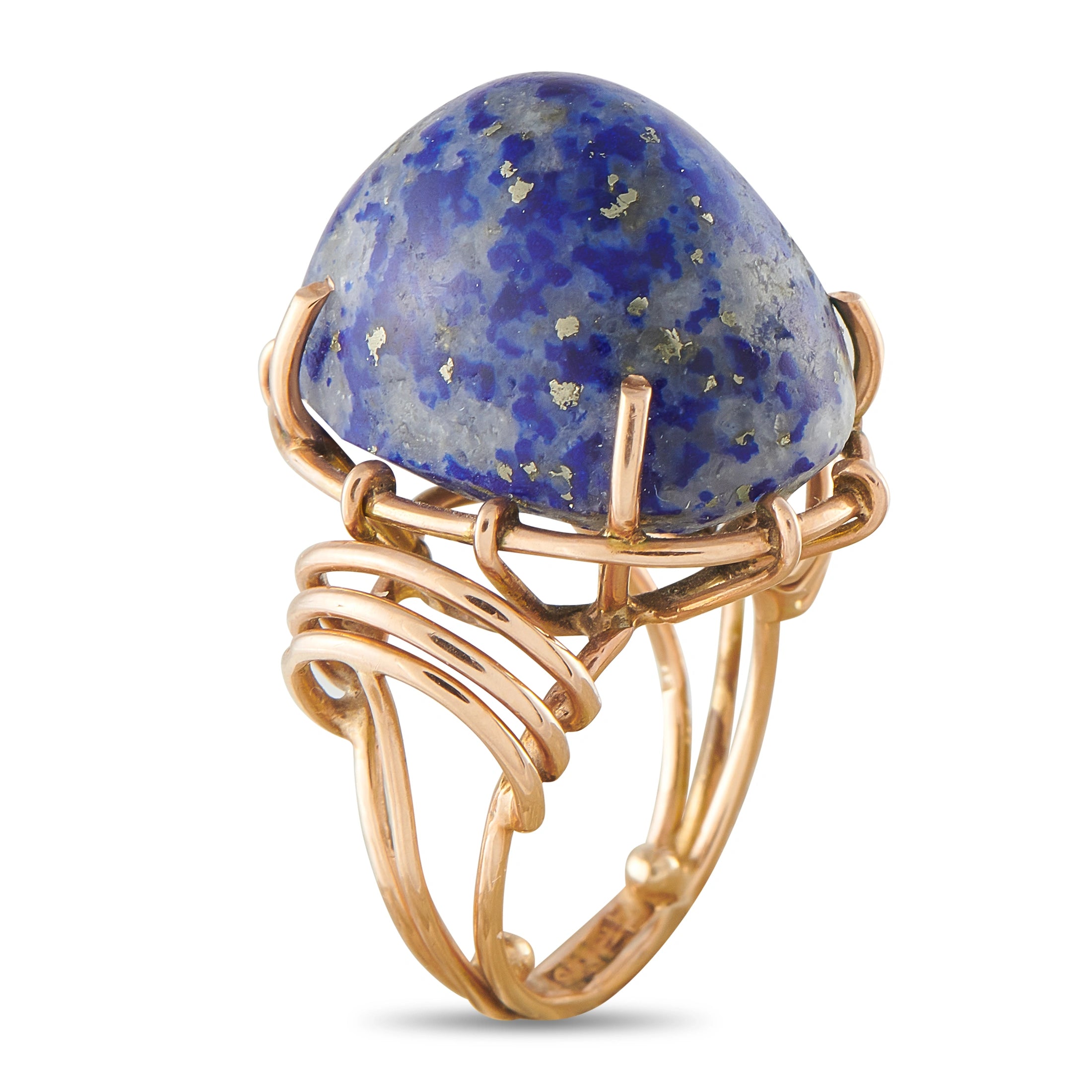 18K Rose Gold Blue-Gemstone Sculptural Cocktail Ring