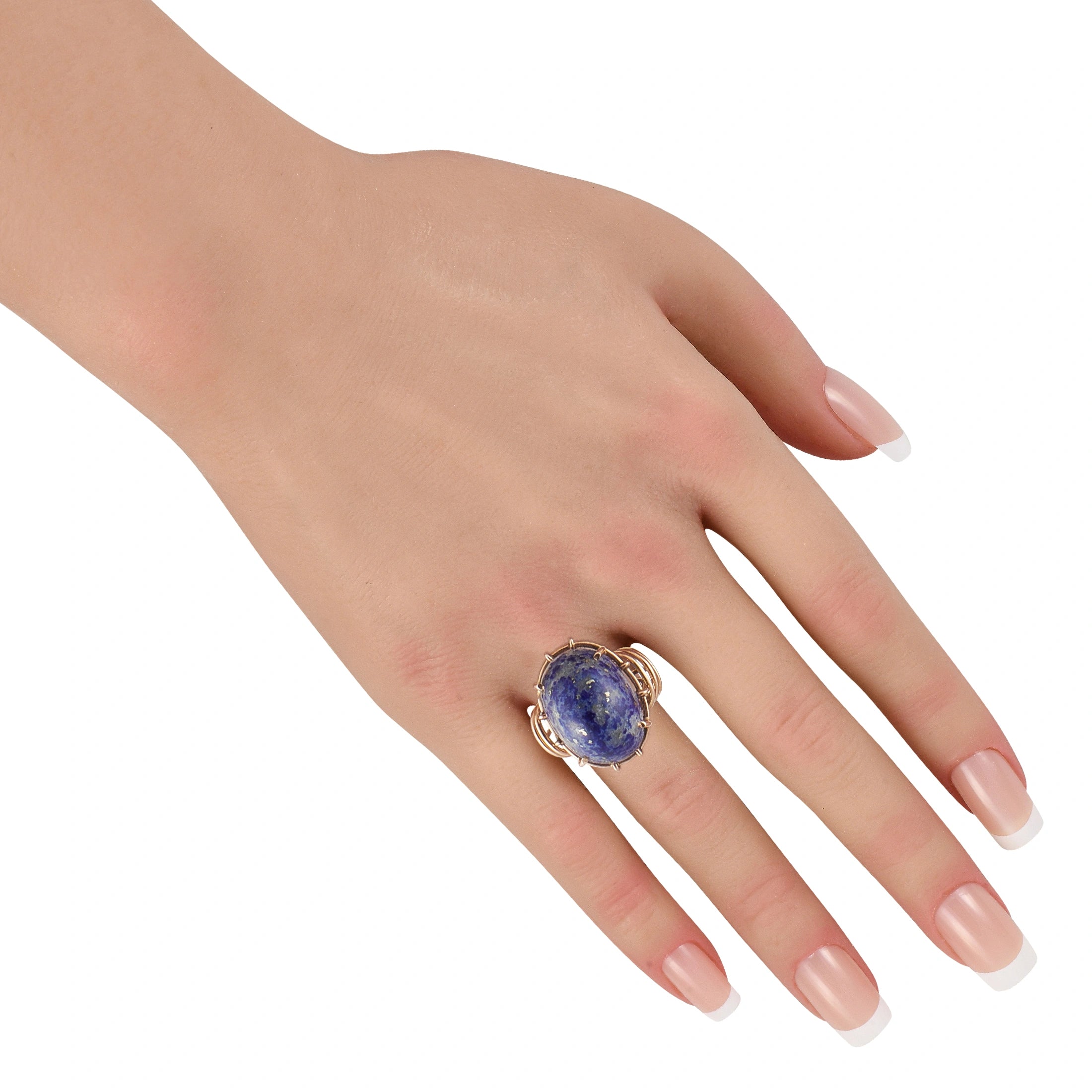 18K Rose Gold Blue-Gemstone Sculptural Cocktail Ring