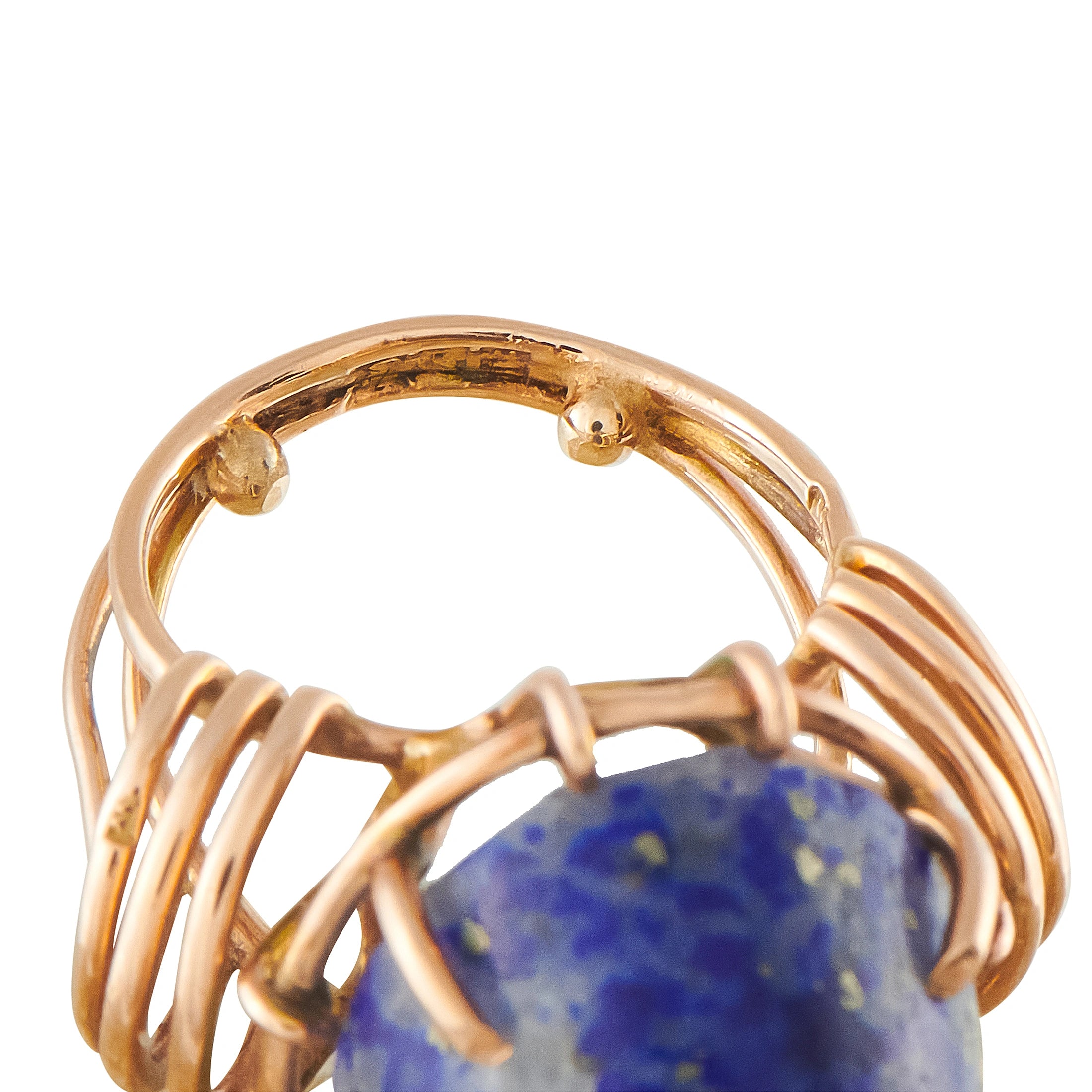 18K Rose Gold Blue-Gemstone Sculptural Cocktail Ring