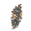 Antique French 18K Rose Gold 1.20ct Diamond and Seed Pearl Brooch
