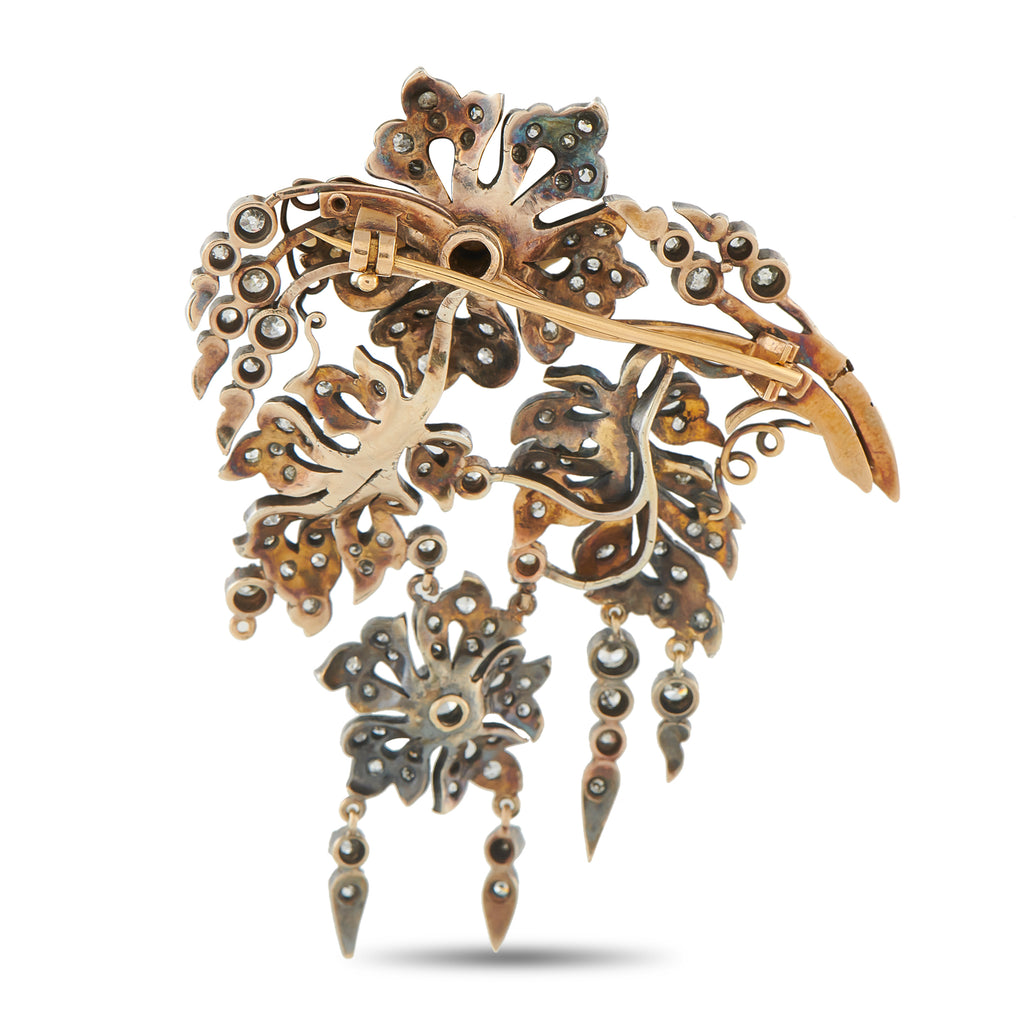18K Rose Gold and Silver 2.50ct Diamond Brooch