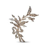 Antique 18K Rose Gold and Silver 1.0ct Diamond Floral Leaf Brooch
