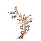 Antique 18K Rose Gold and Silver 1.0ct Diamond Floral Leaf Brooch