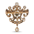 Antique 18K Rose Gold and Silver 1.85ct Diamond Brooch
