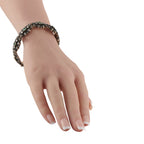 18K Rose Gold and Silver Diamond and Emerald Bracelet