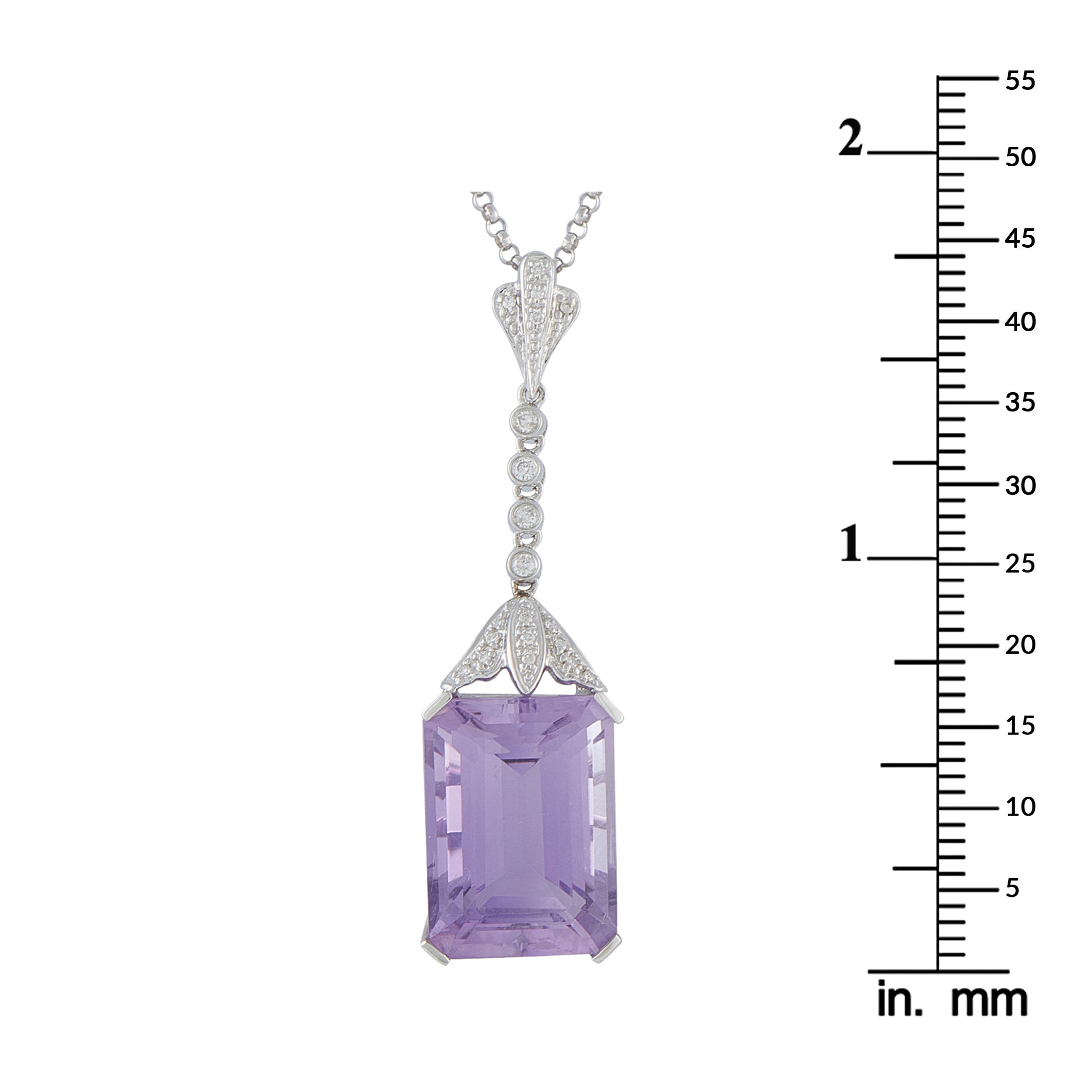 Exclusive 18K White Gold 0.35ct Diamond and Amethyst Pendant