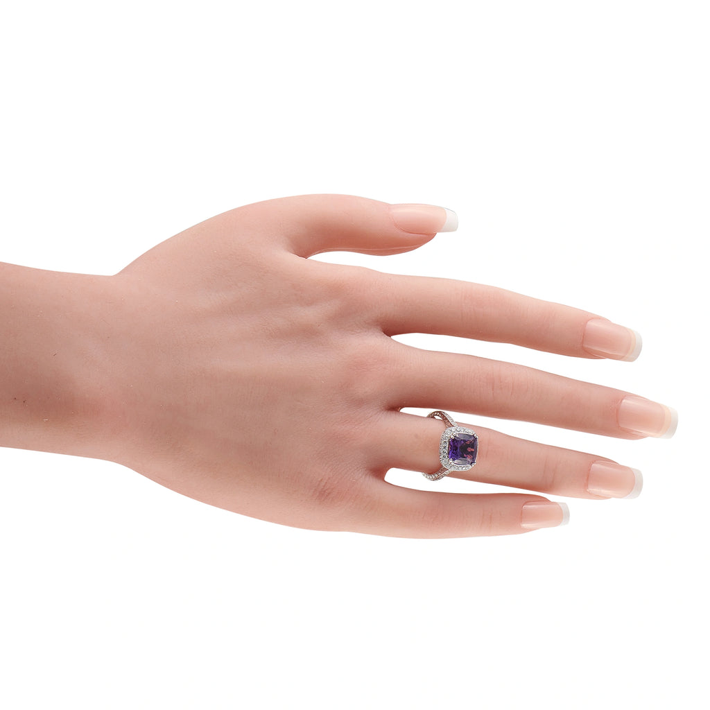 18K White Gold 0.80ct Diamond and Amethyst Ring