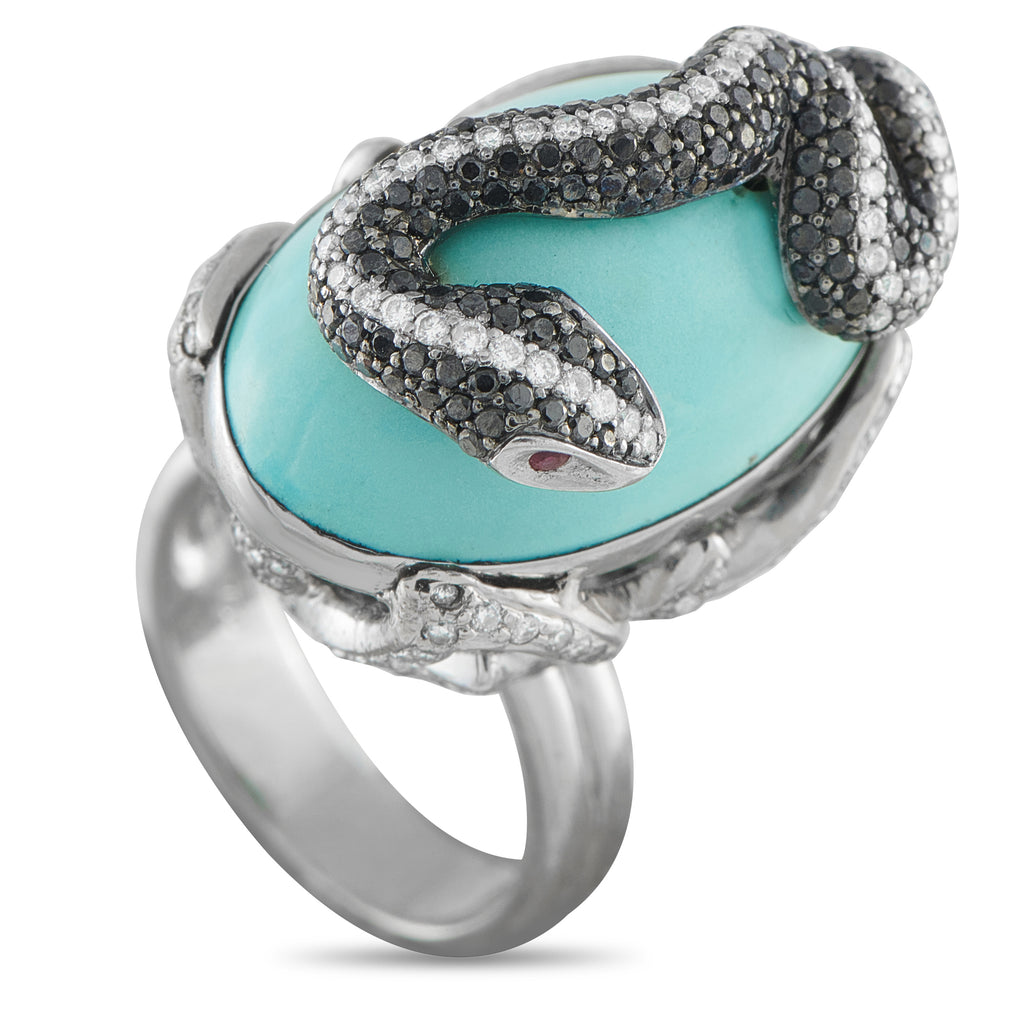 18K White Gold 2.42ct Diamond and Turquoise Ring