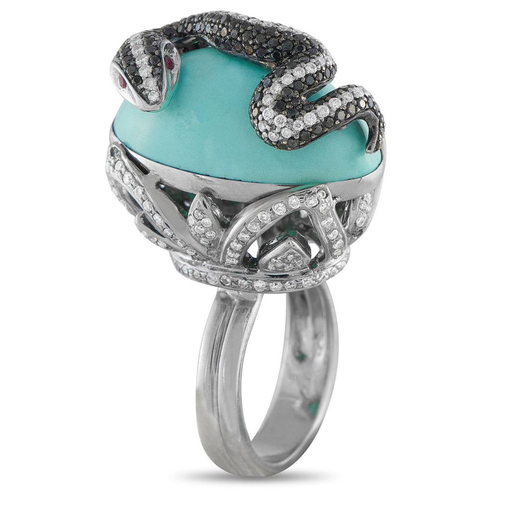 18K White Gold 2.42ct Diamond and Turquoise Ring