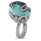 18K White Gold 2.42ct Diamond and Turquoise Ring