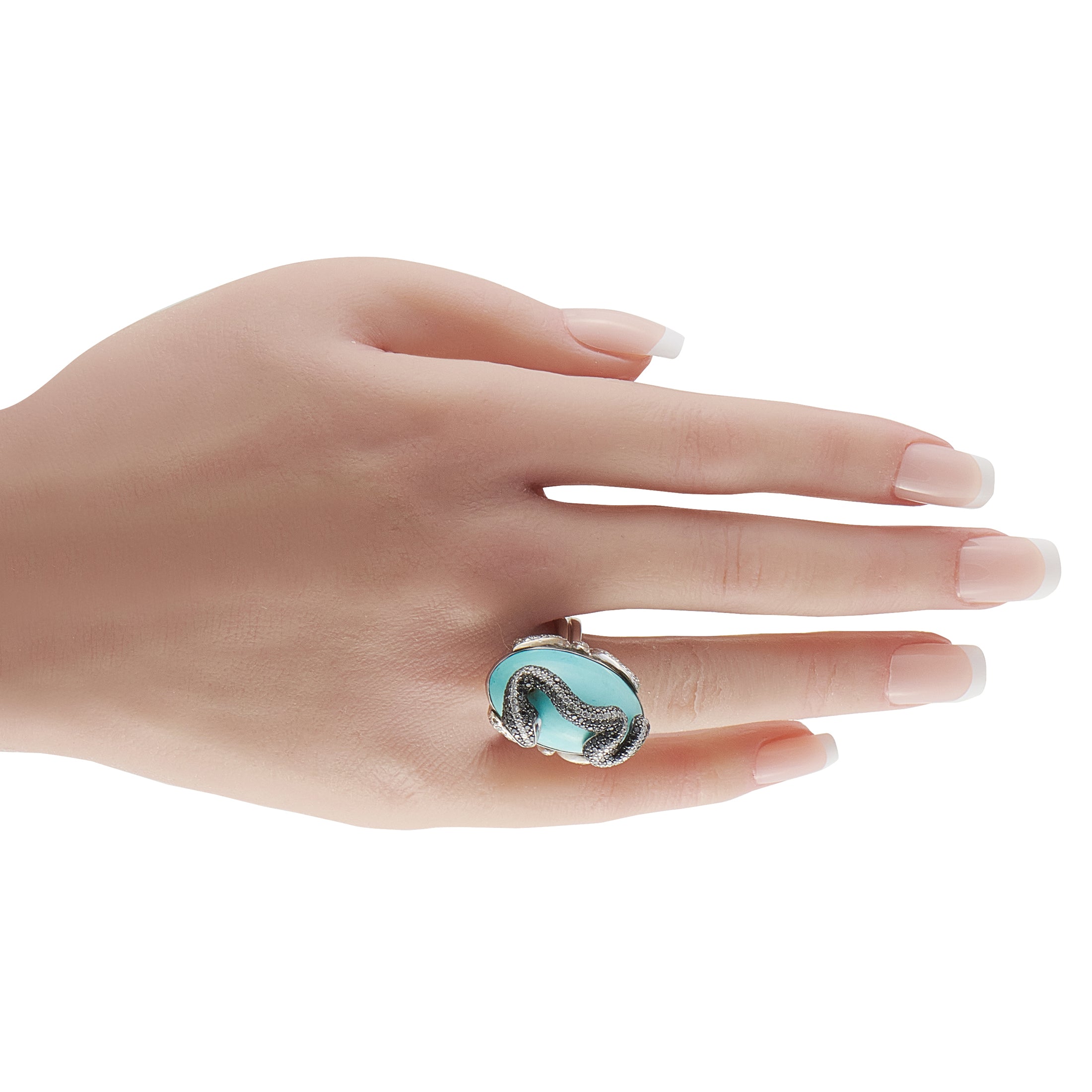 18K White Gold 2.42ct Diamond and Turquoise Ring