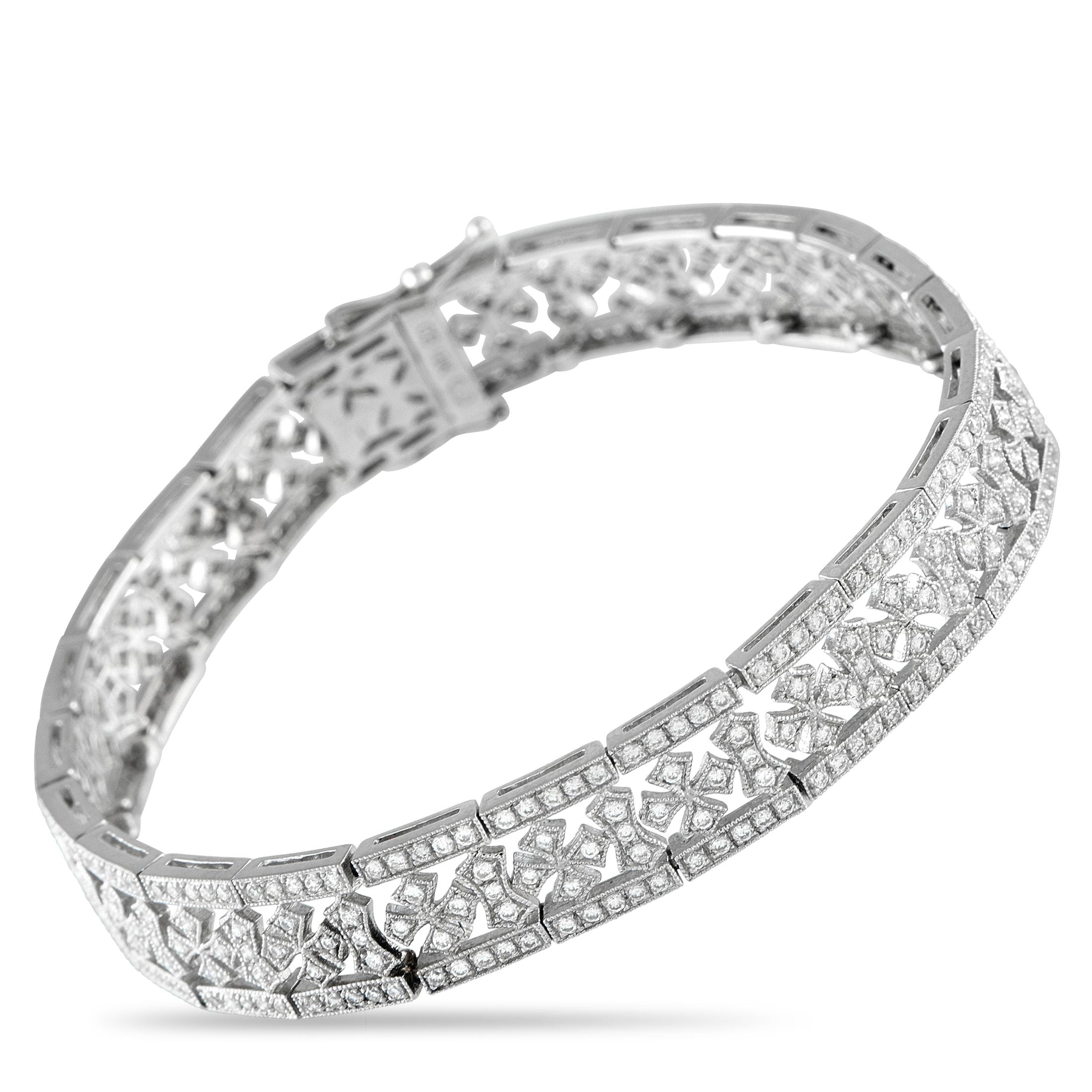 Exclusive 18K White Gold 2.90ct Diamond Bracelet MF20-090225 – This luxury bracelet is simply stunning