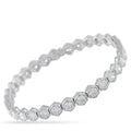 White gold diamond bracelet with linked octagonal stone settings, hinged clasp