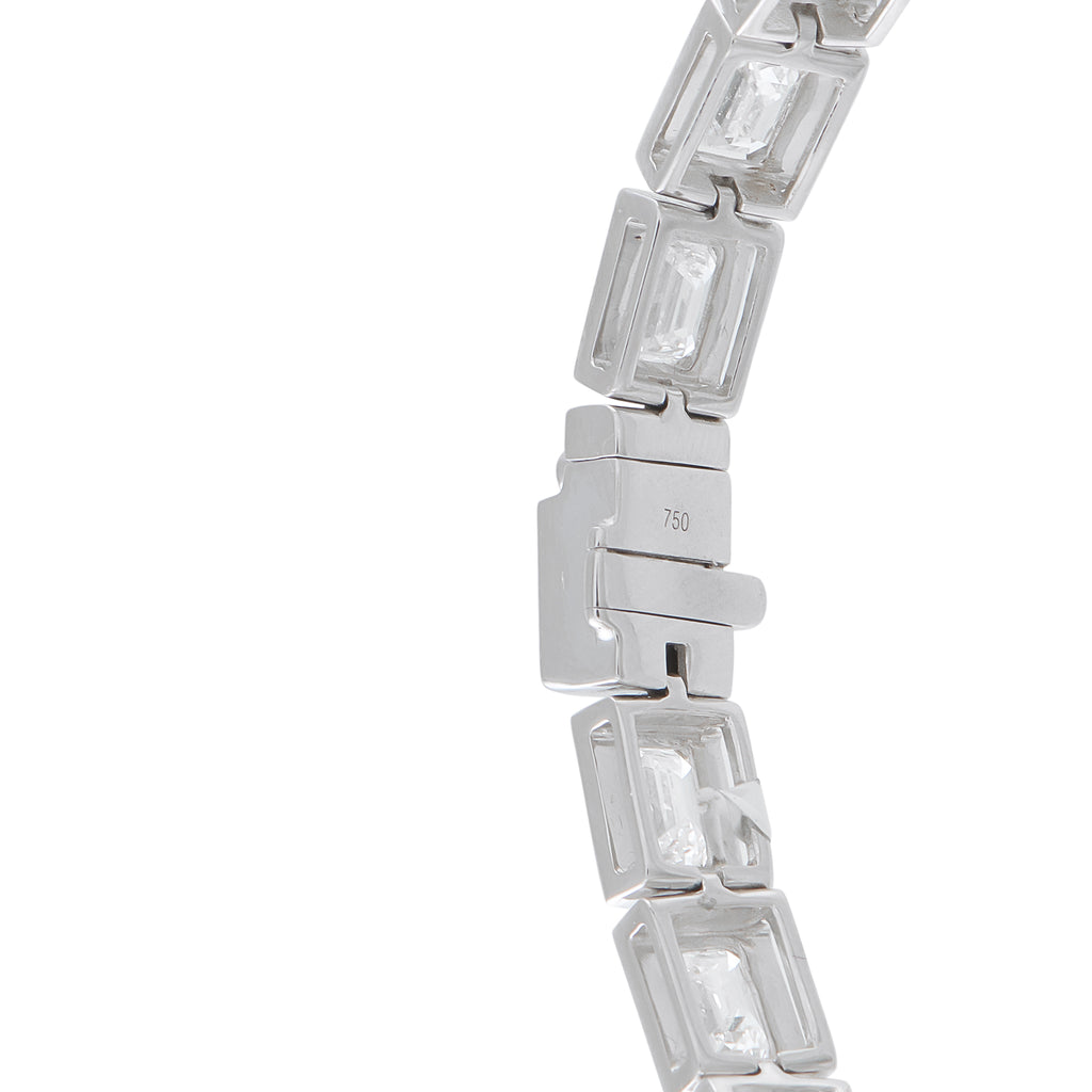 18K White Gold 11.30ct Emerald-Cut Diamond Line Bracelet