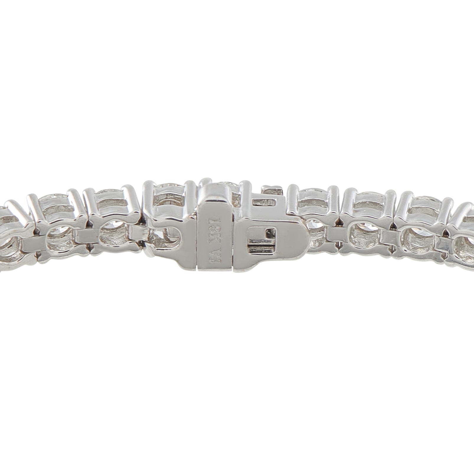 White gold diamond tennis bracelet with clasp and linked pave stones