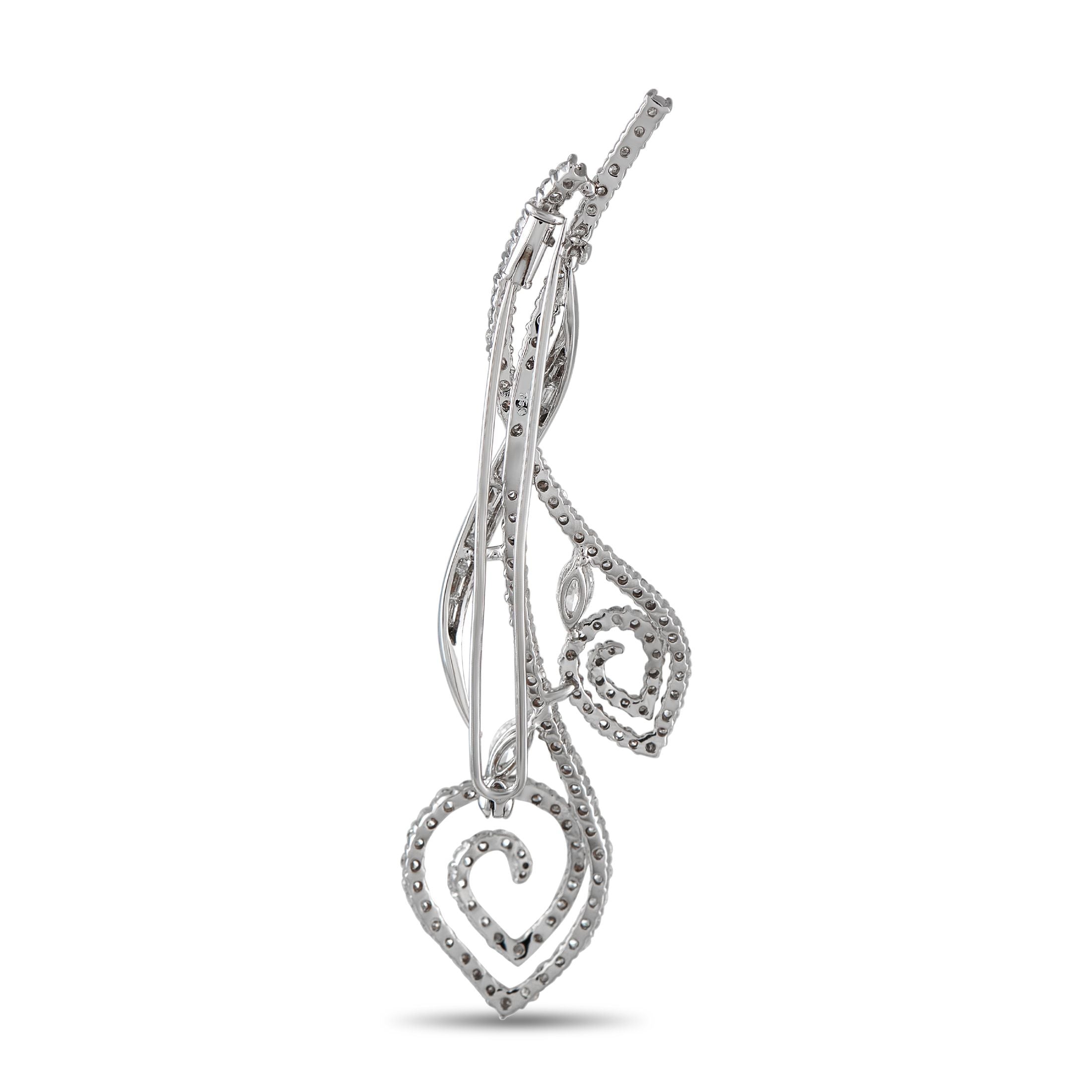 Exclusive 18K White Gold 2.25ct Diamond Brooch