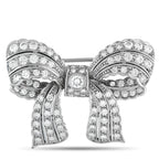Exclusive 18K White Gold 2.75ct Diamond Bow Brooch — Add charm and sophistication to any hat, lapel, or scarf by adding this