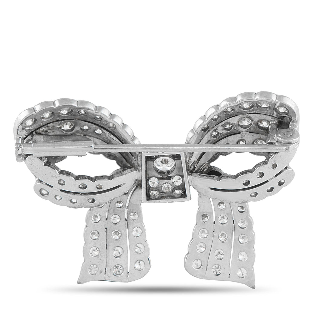 Exclusive 18K White Gold 2.75ct Diamond Bow Brooch