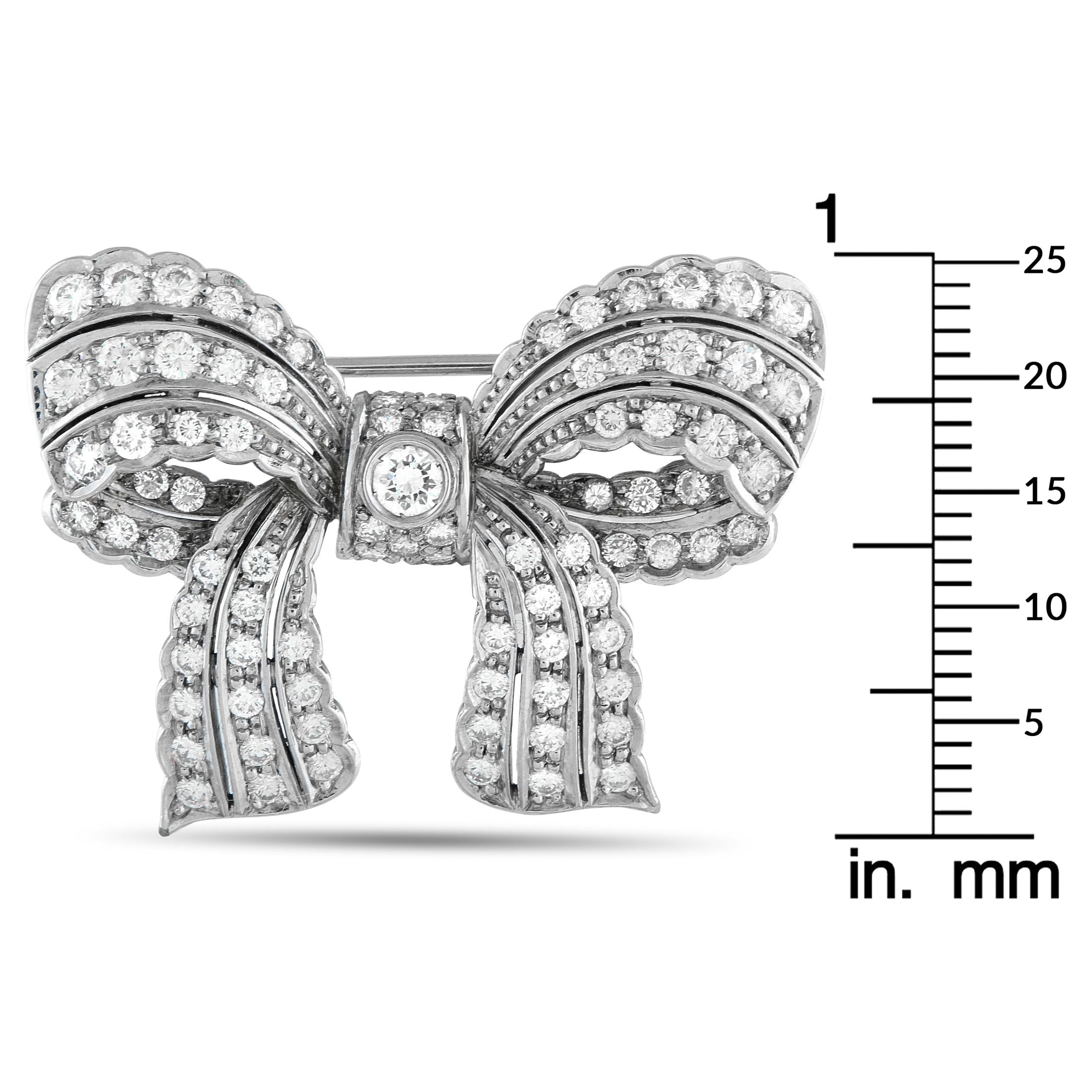 Exclusive 18K White Gold 2.75ct Diamond Bow Brooch